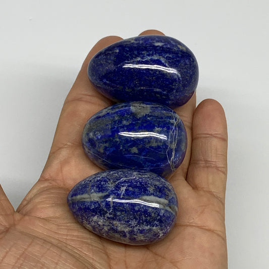 192.5g, 1.6"-1.8", 3pcs, Natural Lapis Lazuli Egg Polished @Afghanistan, B30398