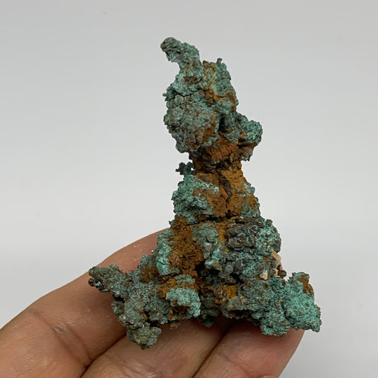 96.1g, 2.6"x2"x1.1", Green Malachite on Native Copper Mineral Specimens, B33942