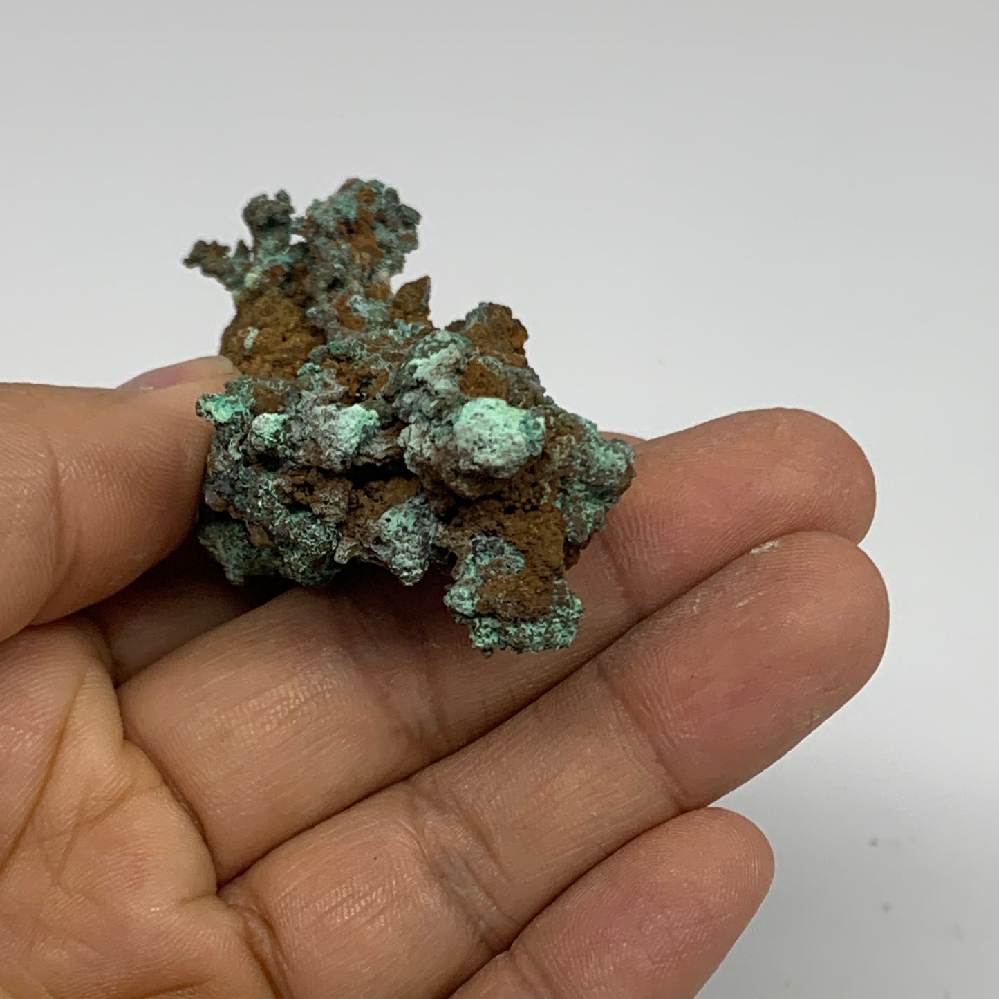 75.9g, 3.2"x1.2"x0.7", Green Malachite on Native Copper Mineral Specimens,B33944