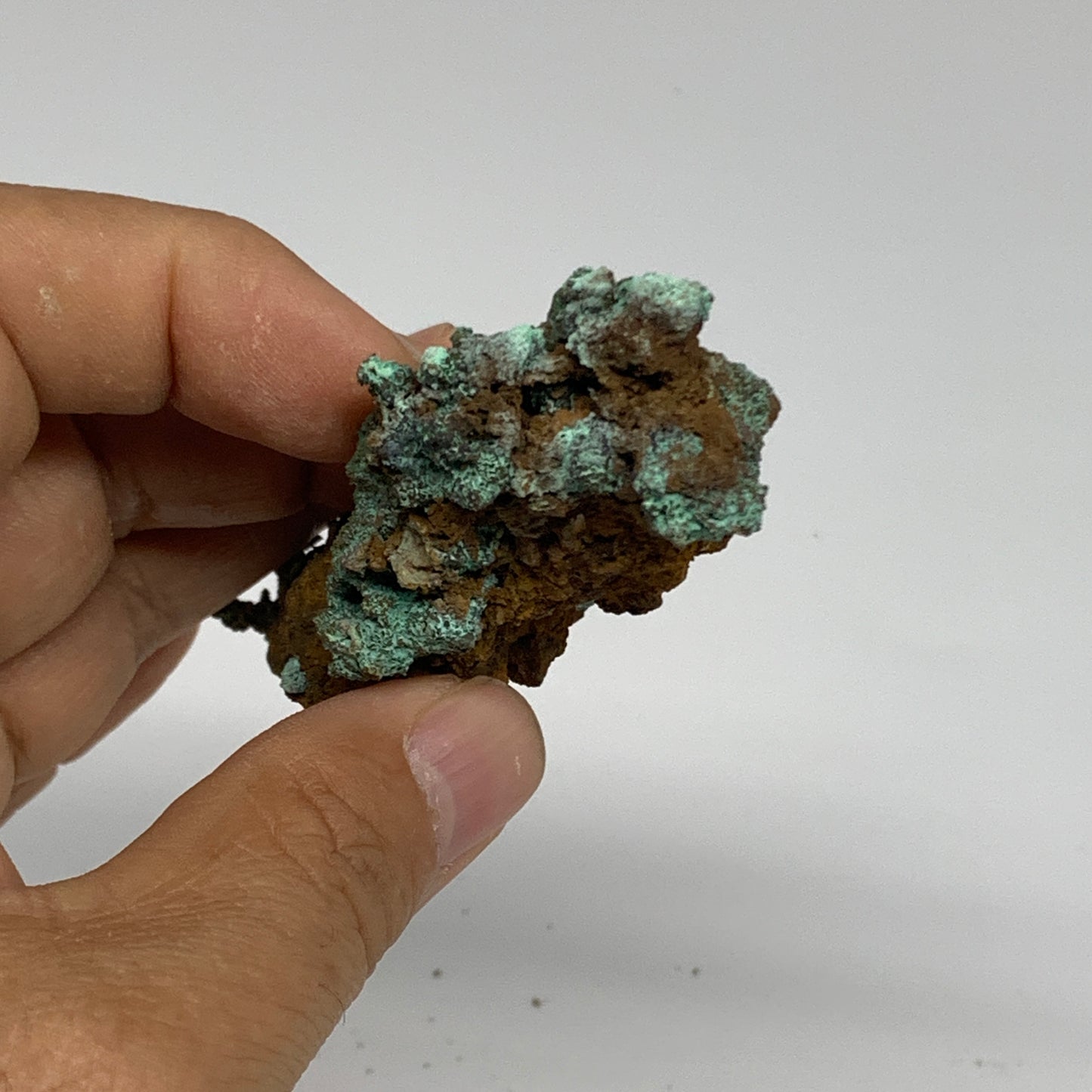 75.9g, 3.2"x1.2"x0.7", Green Malachite on Native Copper Mineral Specimens,B33944