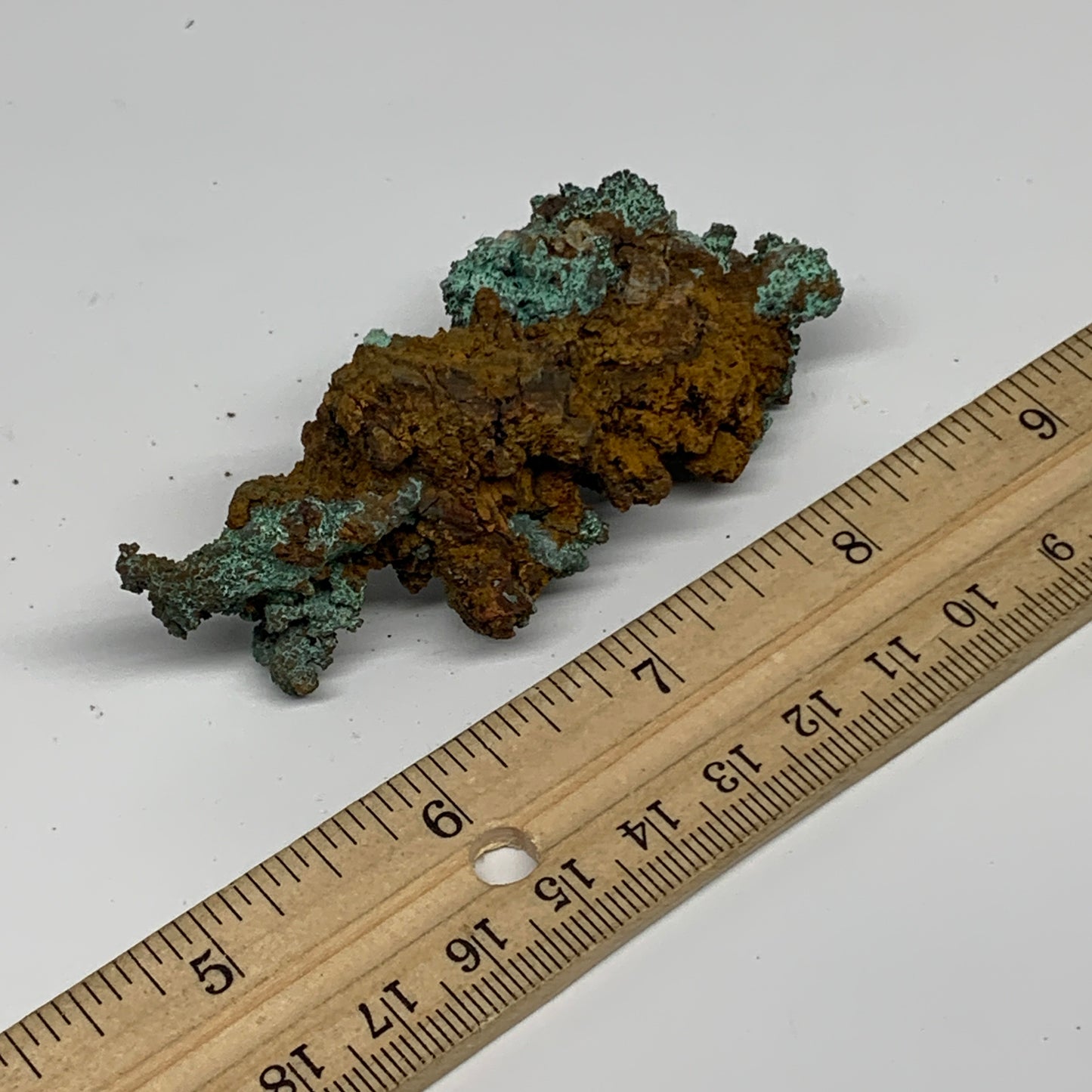 75.9g, 3.2"x1.2"x0.7", Green Malachite on Native Copper Mineral Specimens,B33944