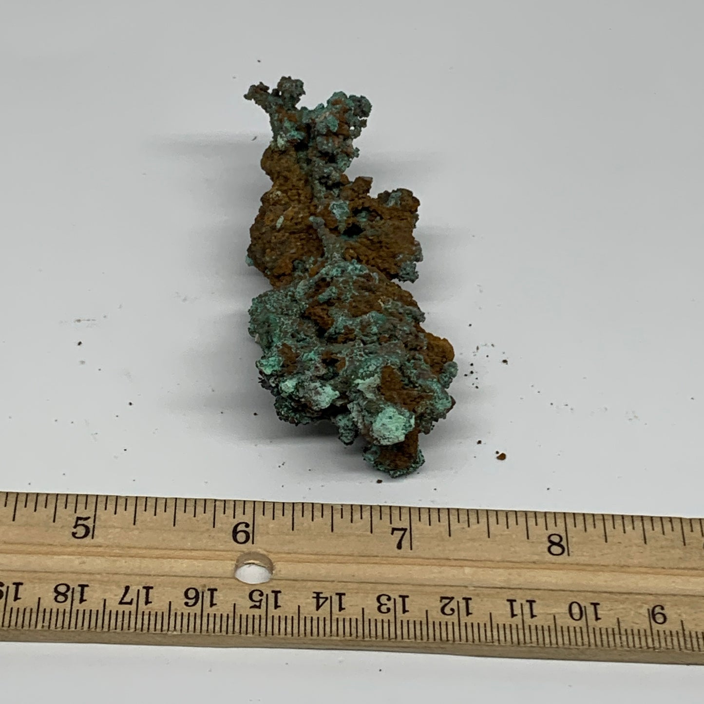 75.9g, 3.2"x1.2"x0.7", Green Malachite on Native Copper Mineral Specimens,B33944