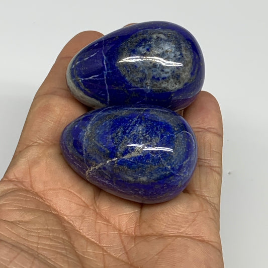 160.3g, 1.8"-1.9", 2pcs, Natural Lapis Lazuli Egg Polished @Afghanistan, B30409