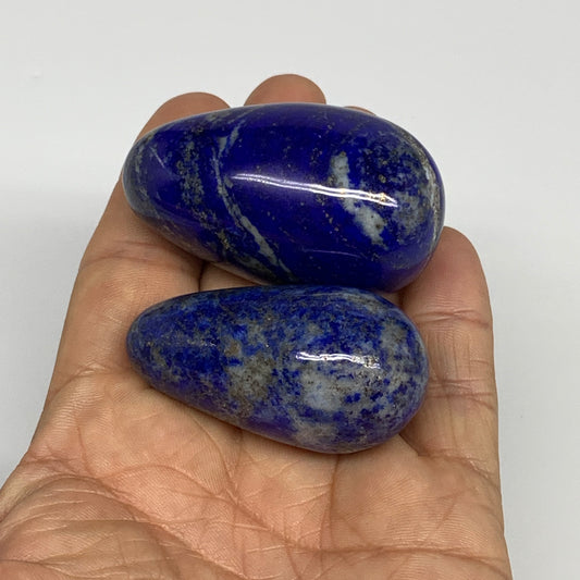 133.1g, 1.9"-2", 2pcs, Natural Lapis Lazuli Egg Polished @Afghanistan, B30410