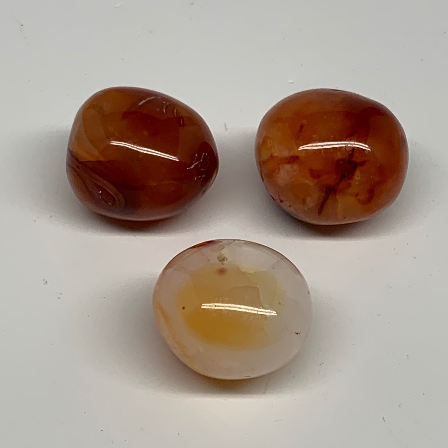 157g,1.4"-1.5", 3pcs, Small Red Carnelian Palm-Stone Gem Crystal Polished,B28139