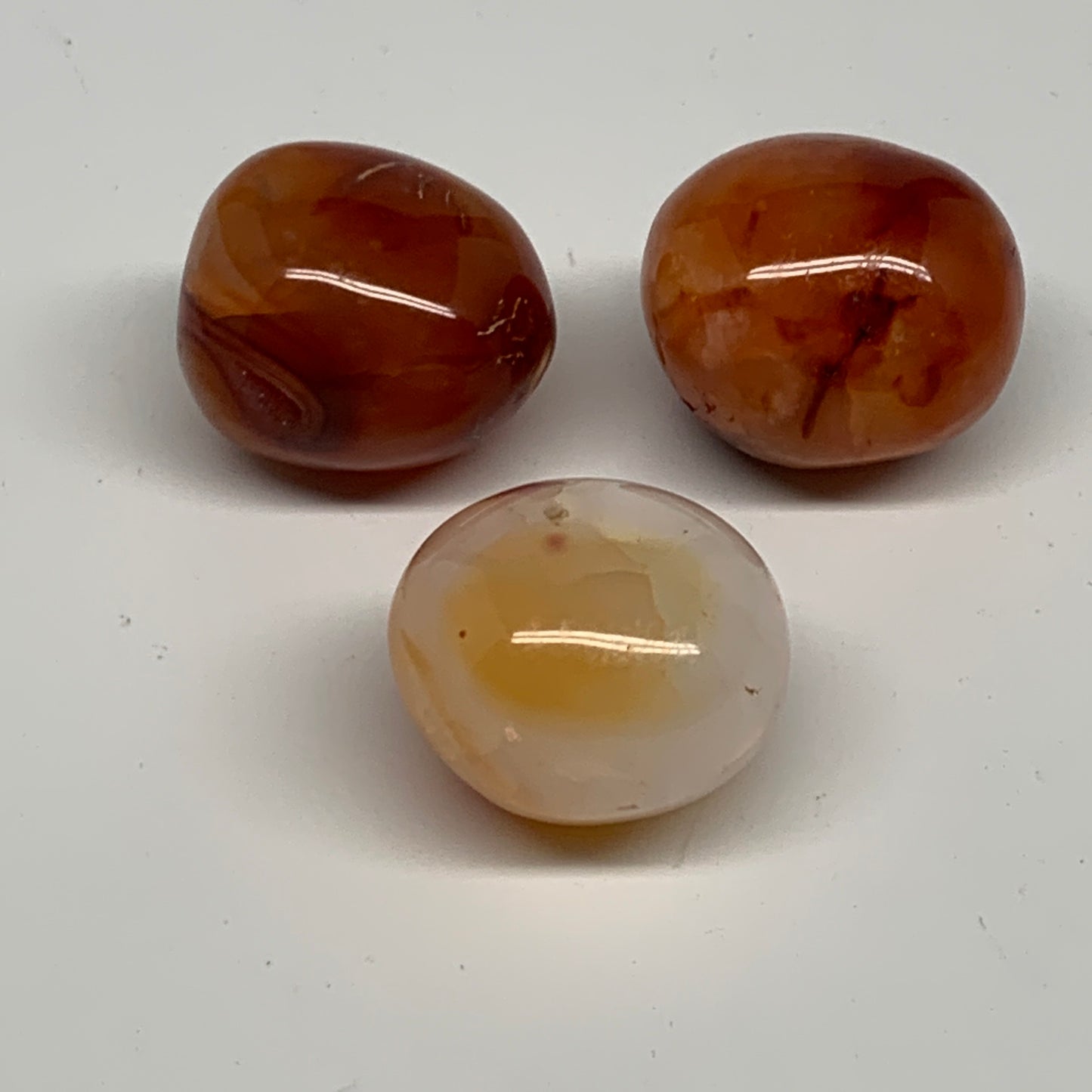 157g,1.4"-1.5", 3pcs, Small Red Carnelian Palm-Stone Gem Crystal Polished,B28139