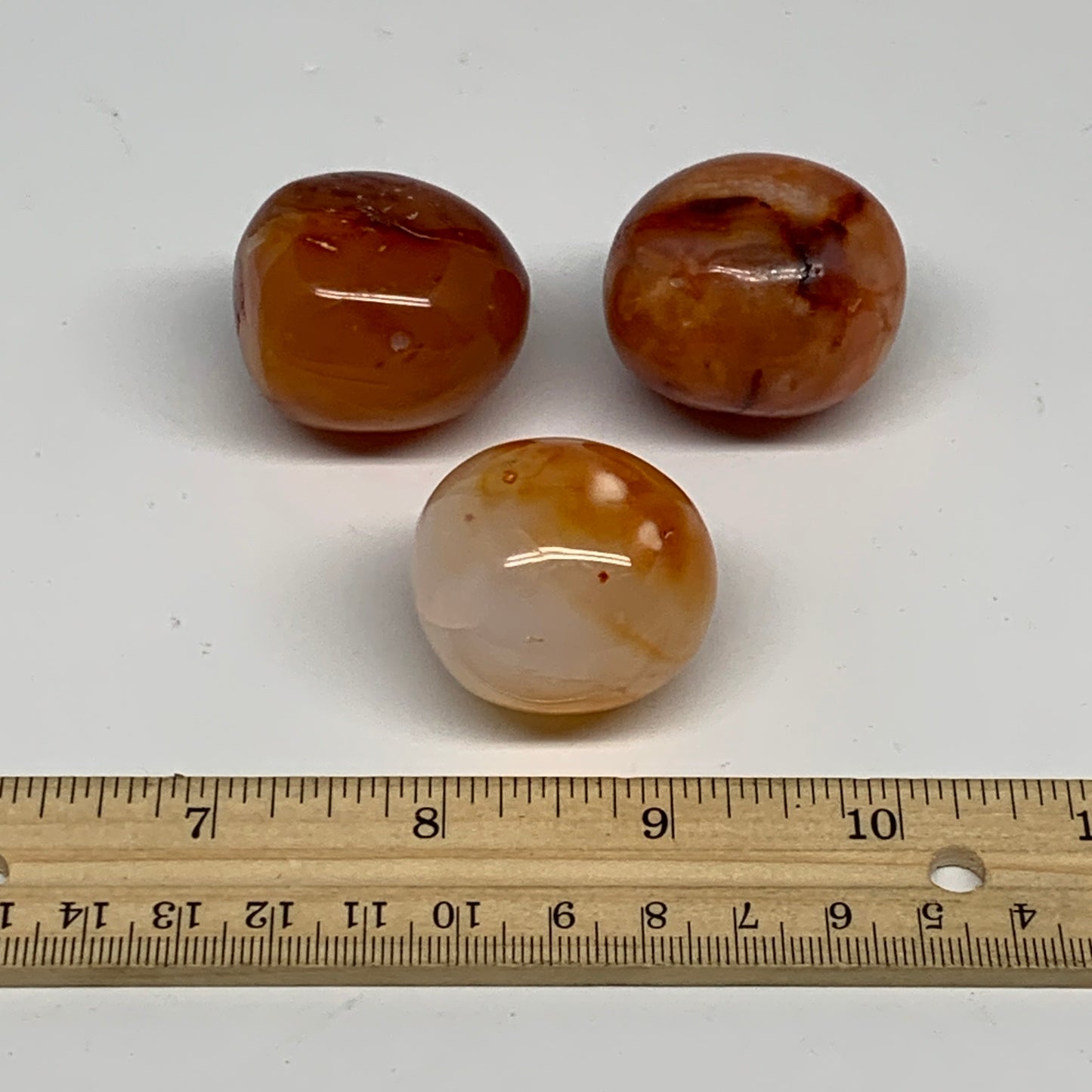 157g,1.4"-1.5", 3pcs, Small Red Carnelian Palm-Stone Gem Crystal Polished,B28139