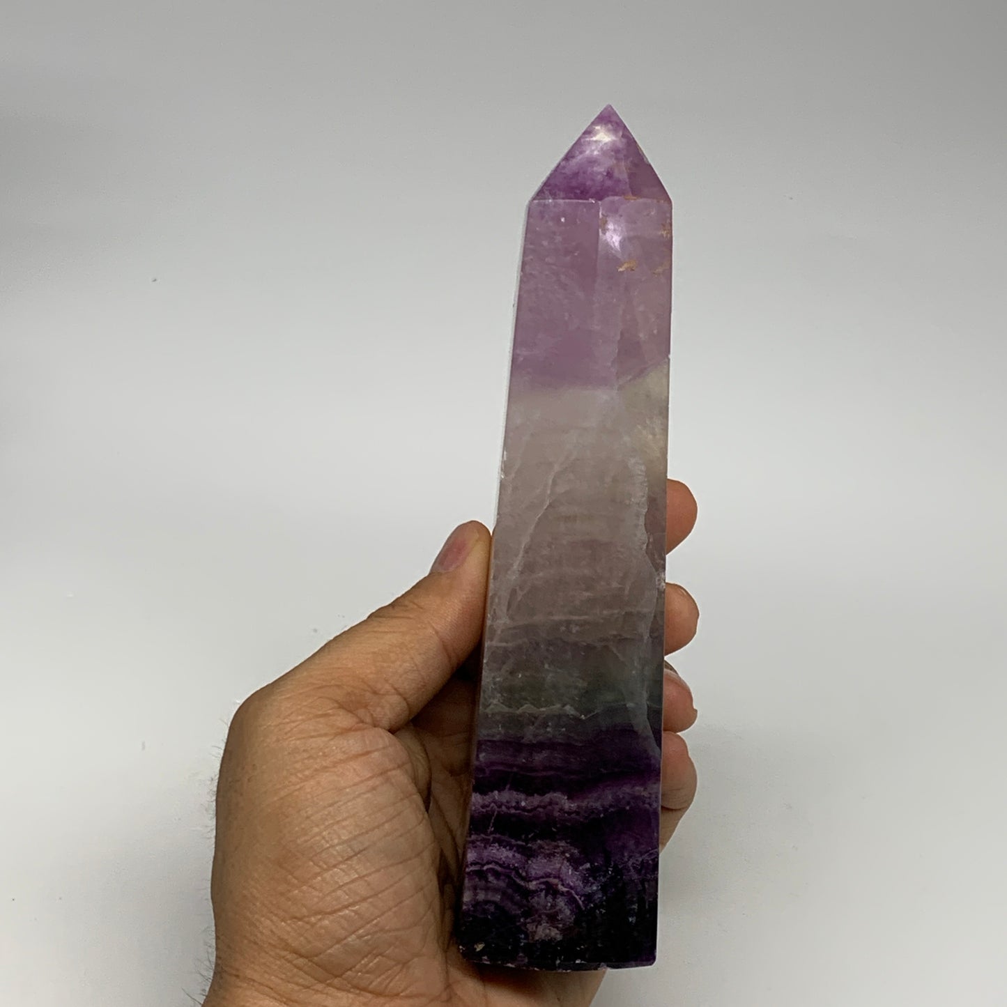 1.11 lbs, 6.4"x1.6"x1.5" Natural Fluorite Tower Obelisk Point Crystal, B29675