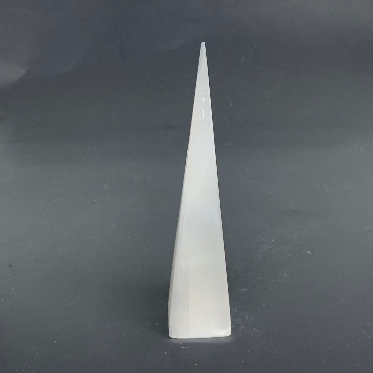 266g, 7.5"x1.6" Selenite (Satin Spar) Crystal Crystal Tower Point, B35987