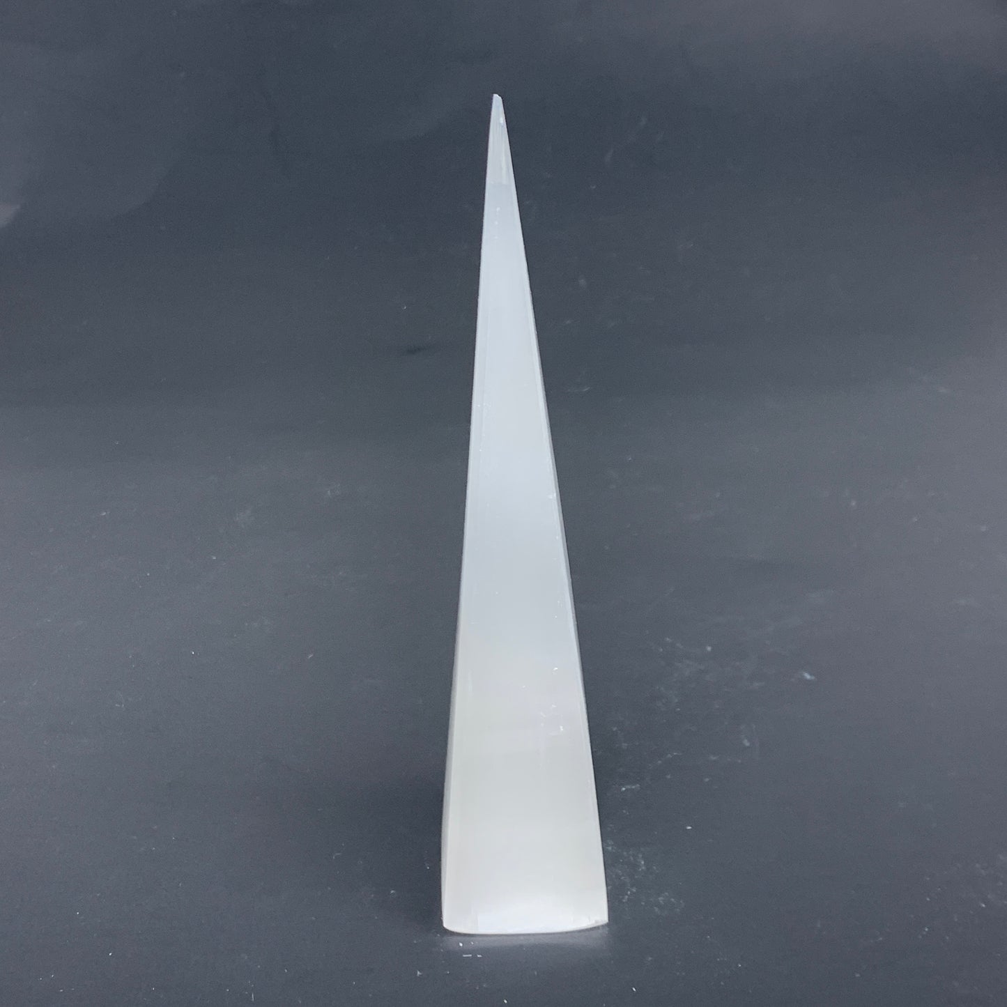 266g, 7.5"x1.6" Selenite (Satin Spar) Crystal Crystal Tower Point, B35987