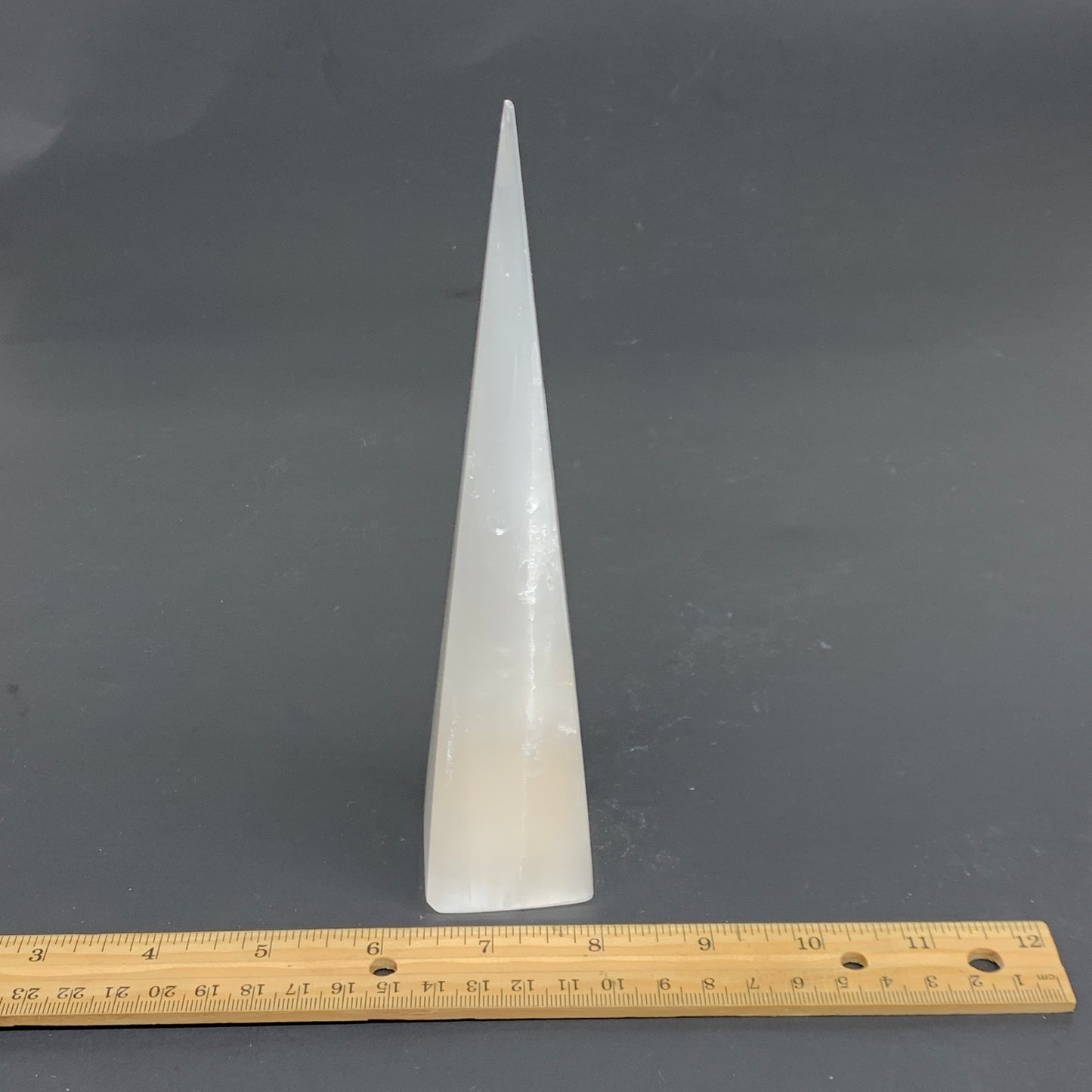 266g, 7.5"x1.6" Selenite (Satin Spar) Crystal Crystal Tower Point, B35987