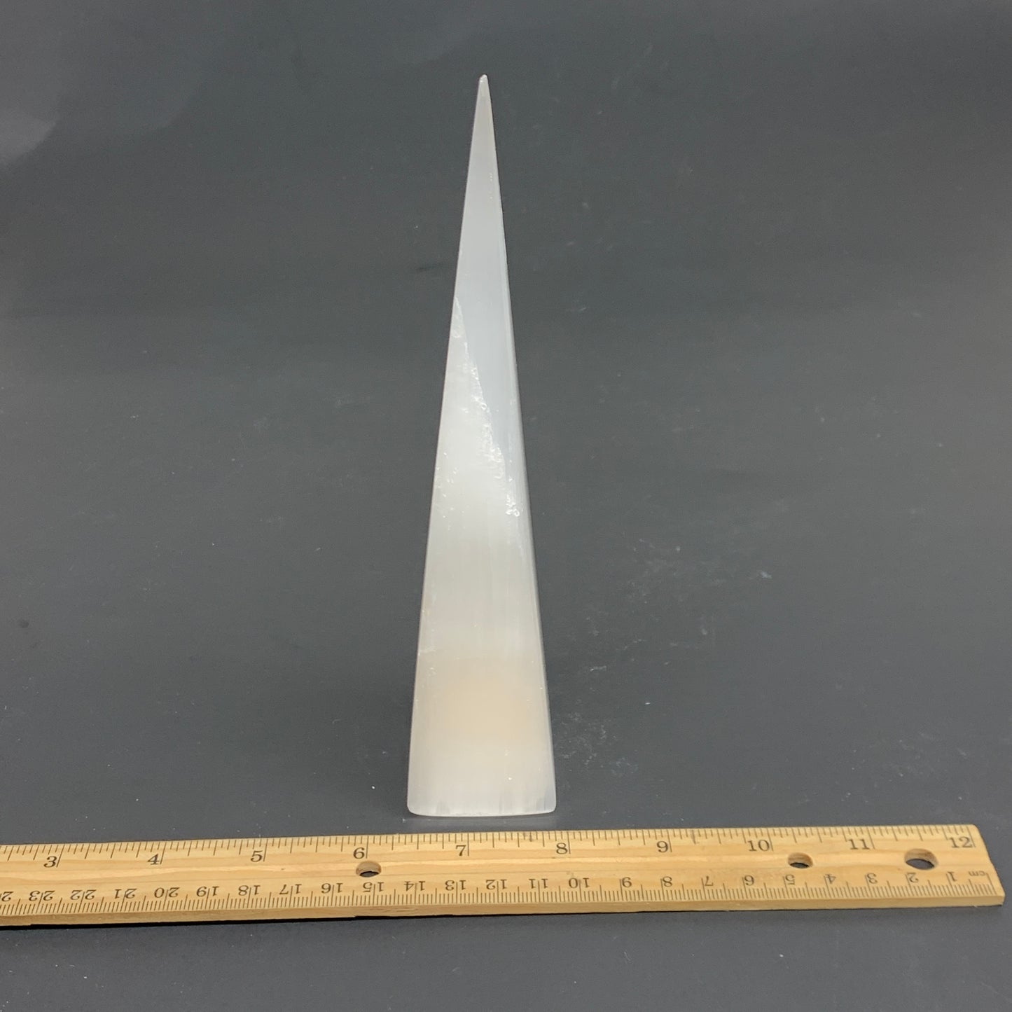 266g, 7.5"x1.6" Selenite (Satin Spar) Crystal Crystal Tower Point, B35987