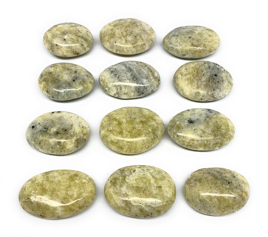 2.2 Lbs, 2.1"-2.4", 12pcs, Yellow Calcite Palm-Stone Crystal Polished, B17770