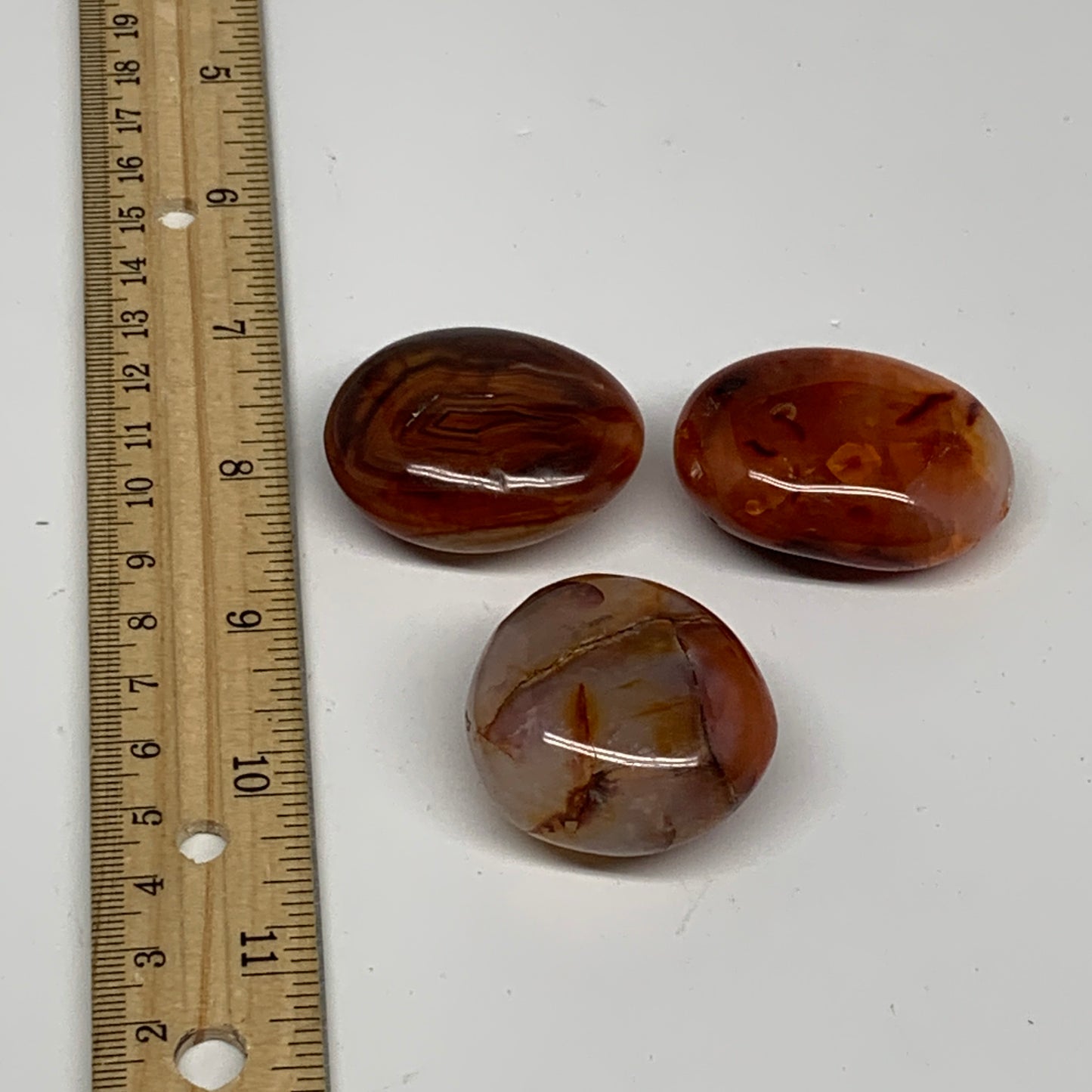 124g,1.5"-1.8", 3pcs, Small Red Carnelian Palm-Stone Gem Crystal Polished,B28149