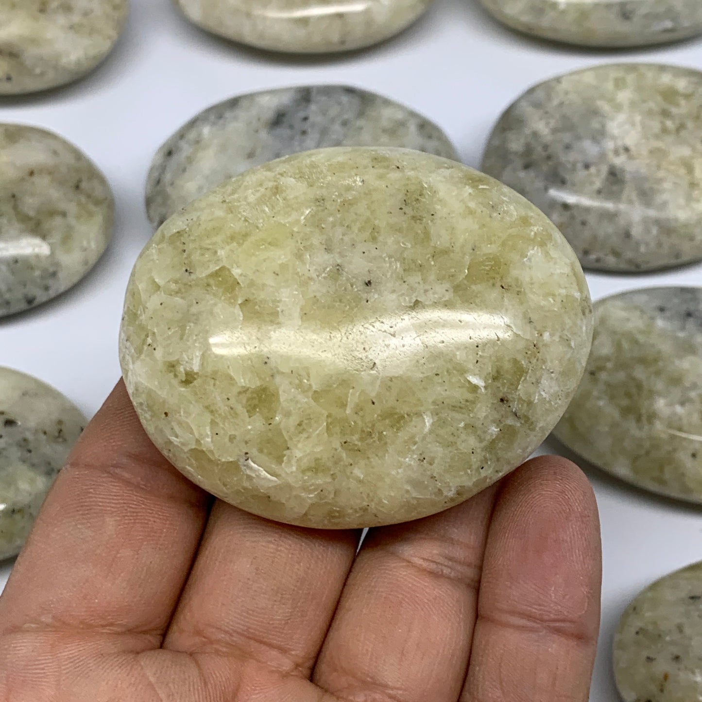 2.2 Lbs, 2.1"-2.4", 12pcs, Yellow Calcite Palm-Stone Crystal Polished, B17770