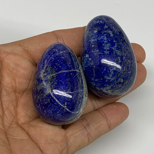 146.1g, 1.8"-1.9", 2pcs, Natural Lapis Lazuli Egg Polished @Afghanistan, B30415