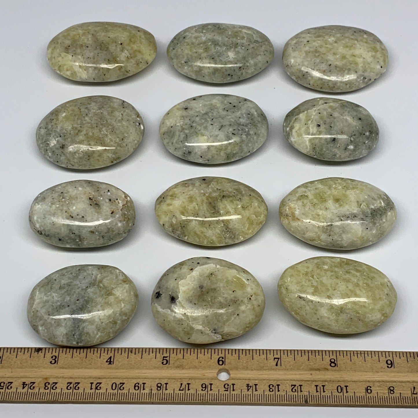 2.2 Lbs, 2"-2.5", 12pcs, Yellow Calcite Palm-Stone Crystal Polished, B17773