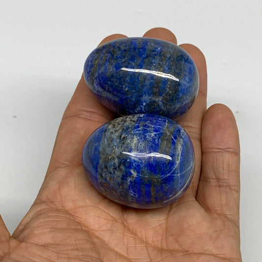 148.1g, 1.6"-1.7", 2pcs, Natural Lapis Lazuli Egg Polished @Afghanistan, B30419