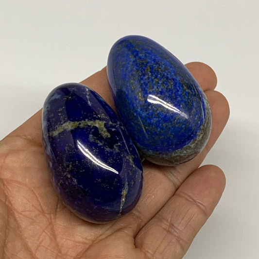 148.5g, 1.9"-1.9", 2pcs, Natural Lapis Lazuli Egg Polished @Afghanistan, B30421