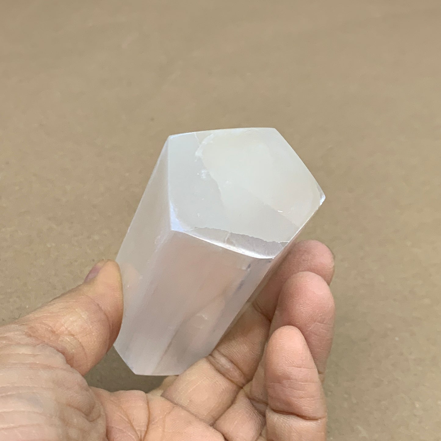 210g, 3.8"x1.4"x1.4", Selenite (Satin Spar) Crystal Tower Point, B35993