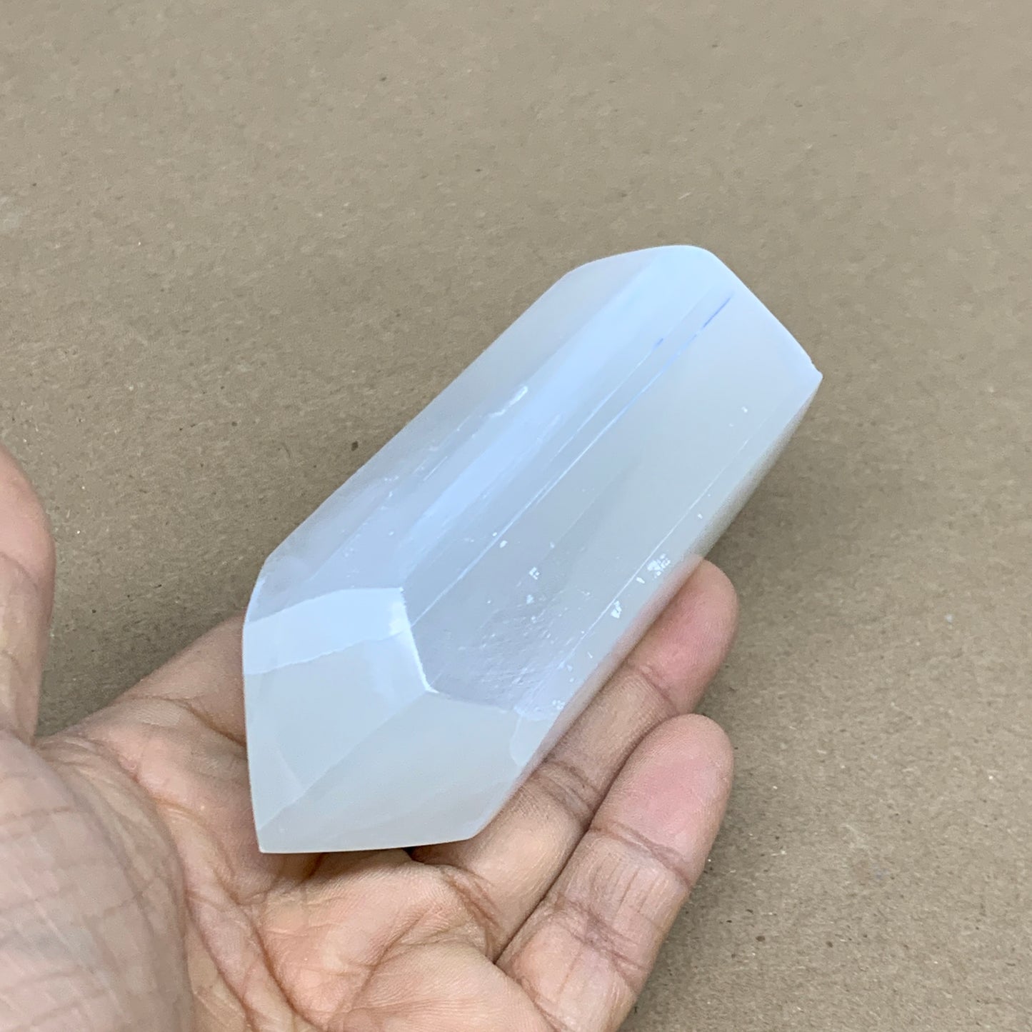 210g, 3.8"x1.4"x1.4", Selenite (Satin Spar) Crystal Tower Point, B35993