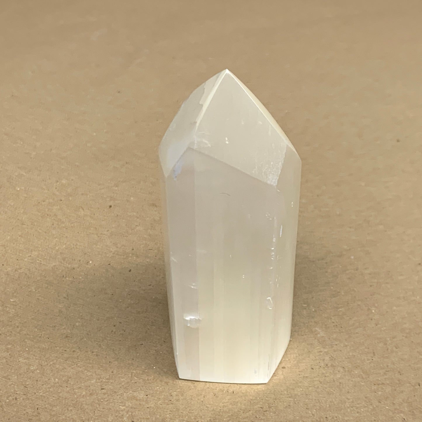 210g, 3.8"x1.4"x1.4", Selenite (Satin Spar) Crystal Tower Point, B35993