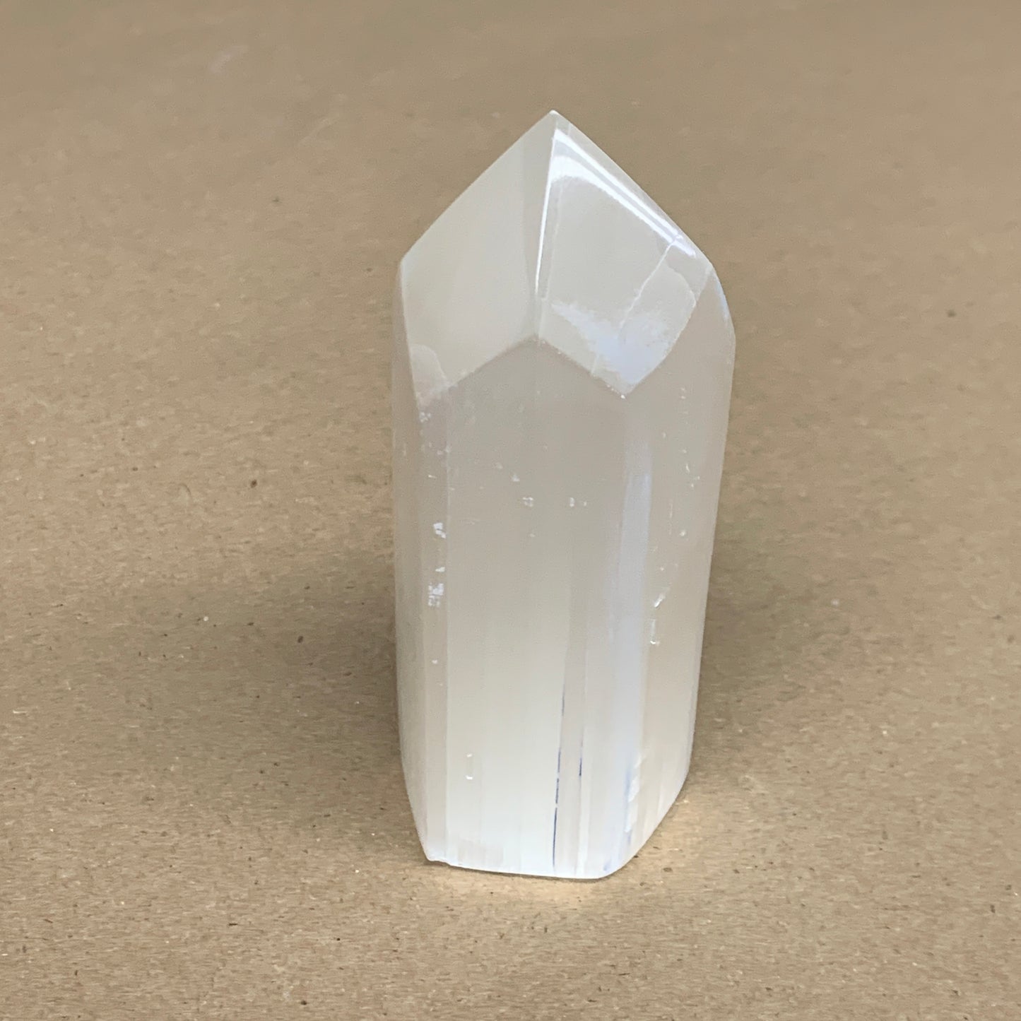 210g, 3.8"x1.4"x1.4", Selenite (Satin Spar) Crystal Tower Point, B35993