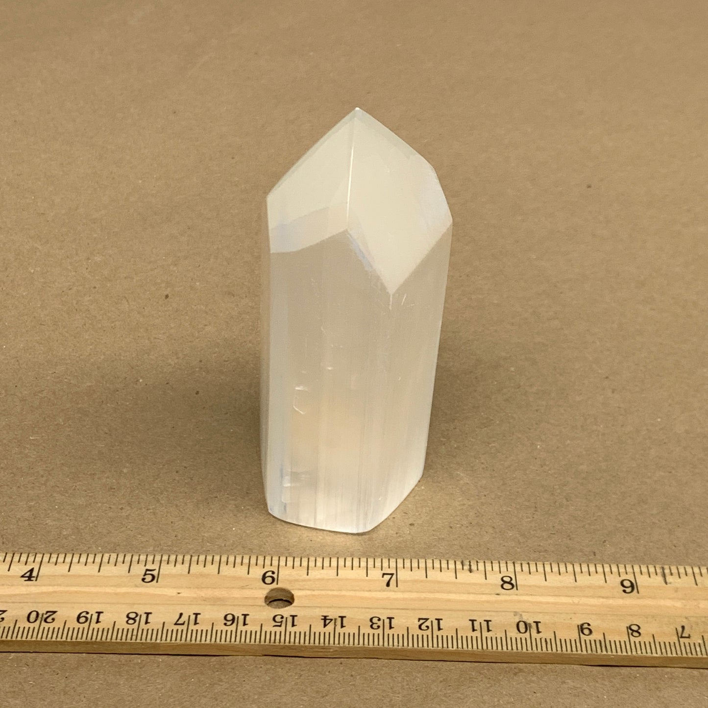 210g, 3.8"x1.4"x1.4", Selenite (Satin Spar) Crystal Tower Point, B35993