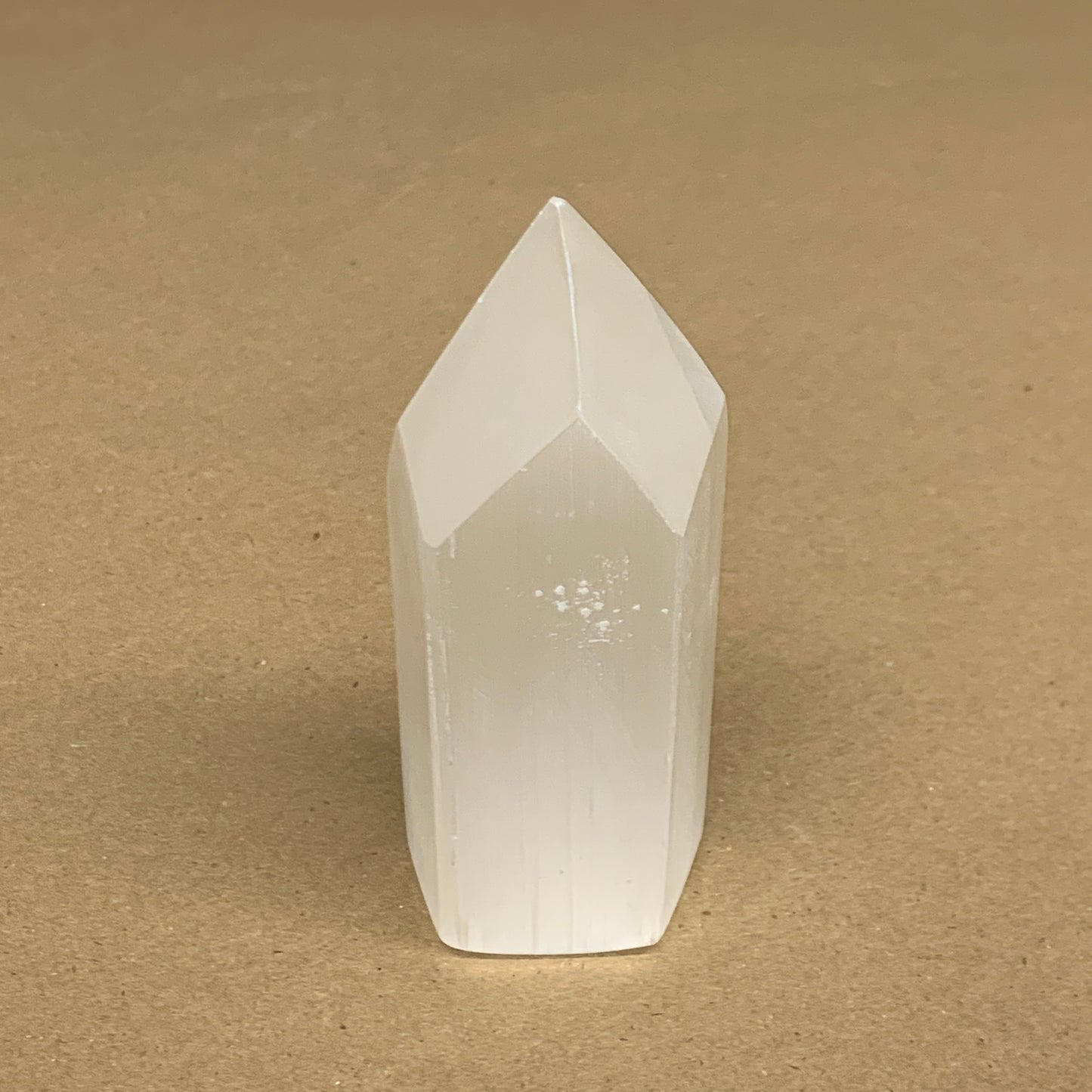 210g, 3.8"x1.6"x1.6", Selenite (Satin Spar) Crystal Tower Point, B35994