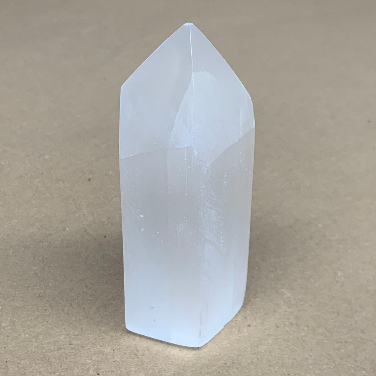 210g, 3.8"x1.6"x1.6", Selenite (Satin Spar) Crystal Tower Point, B35994