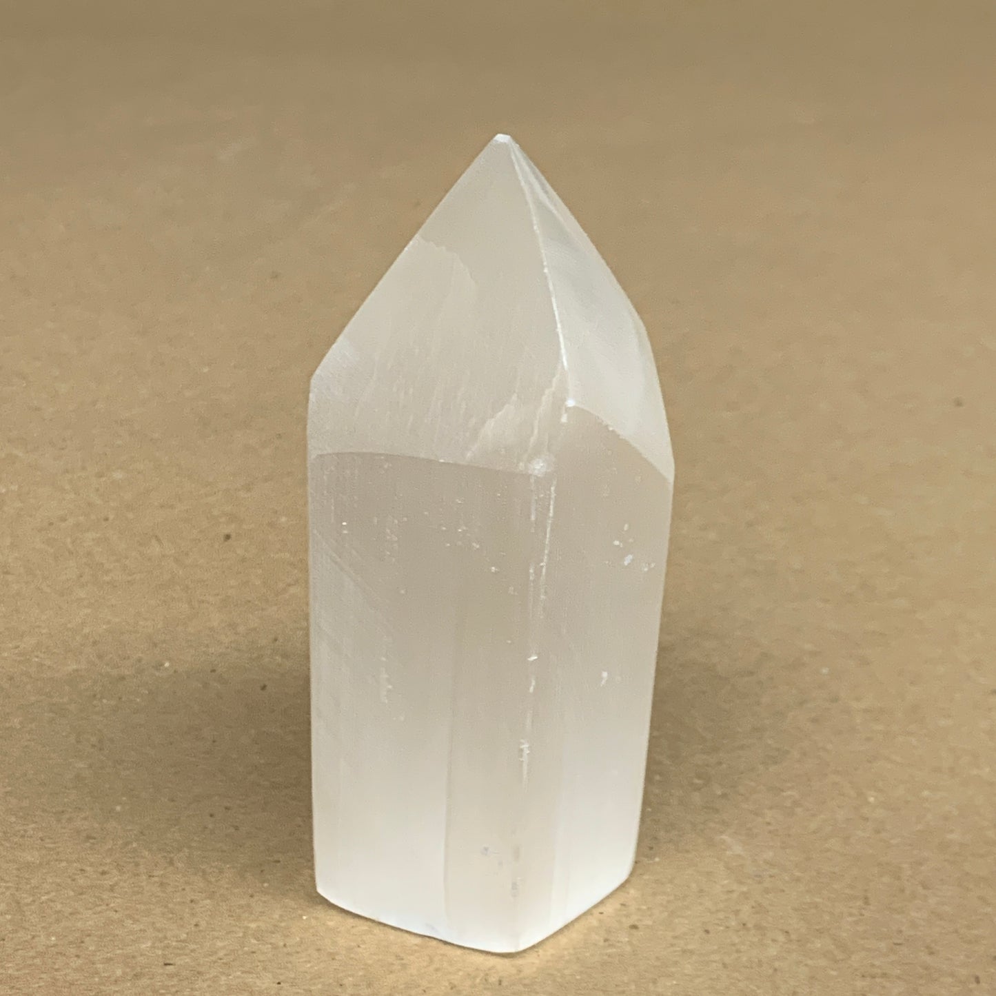 210g, 3.8"x1.6"x1.6", Selenite (Satin Spar) Crystal Tower Point, B35994