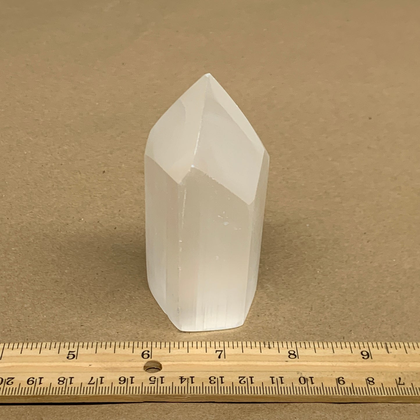 210g, 3.8"x1.6"x1.6", Selenite (Satin Spar) Crystal Tower Point, B35994