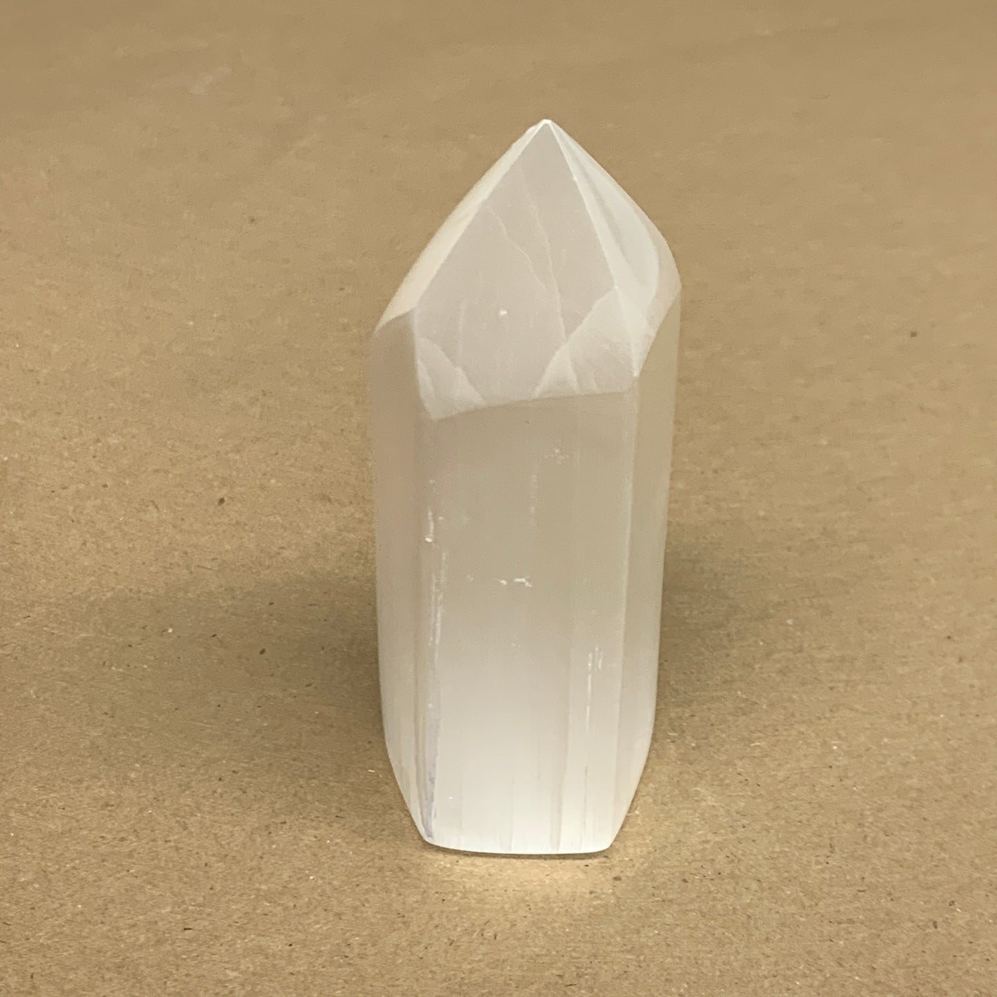 210g, 3.9"x1.6"x1.6", Selenite (Satin Spar) Crystal Tower Point, B35995