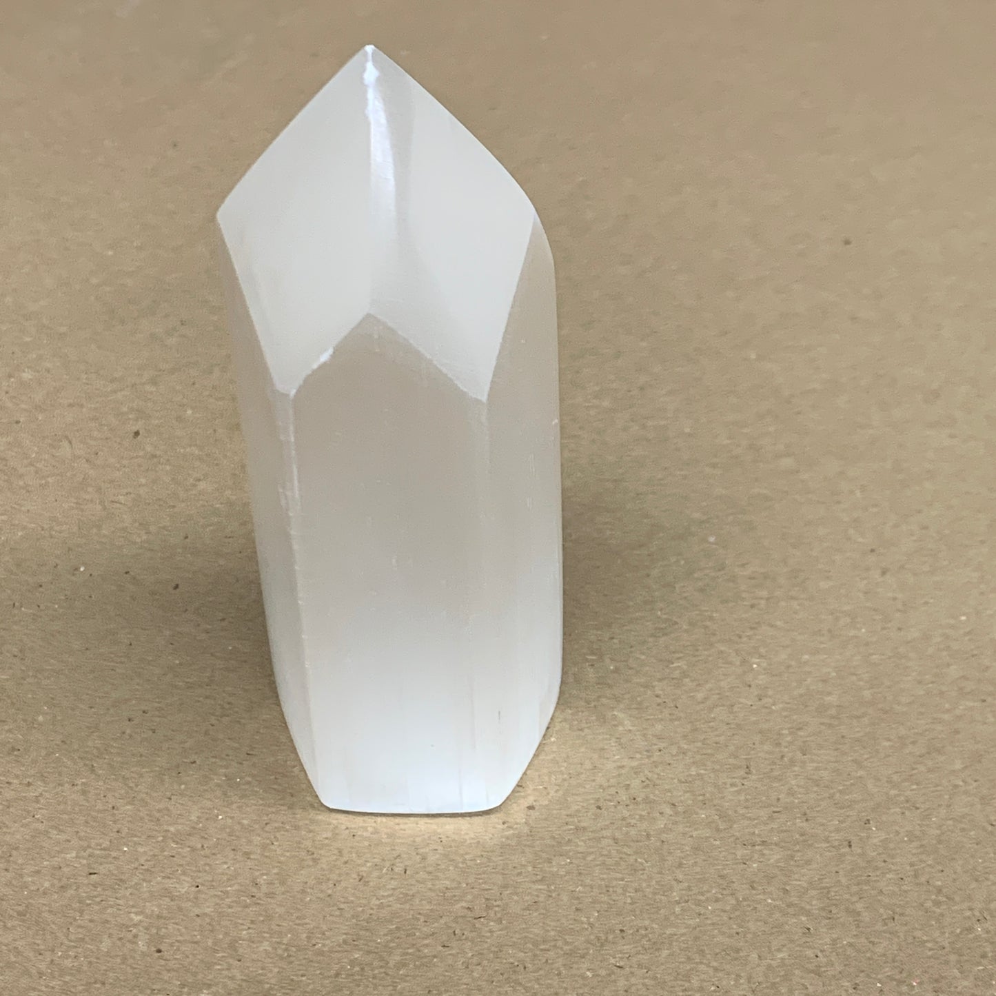 210g, 3.9"x1.6"x1.6", Selenite (Satin Spar) Crystal Tower Point, B35995