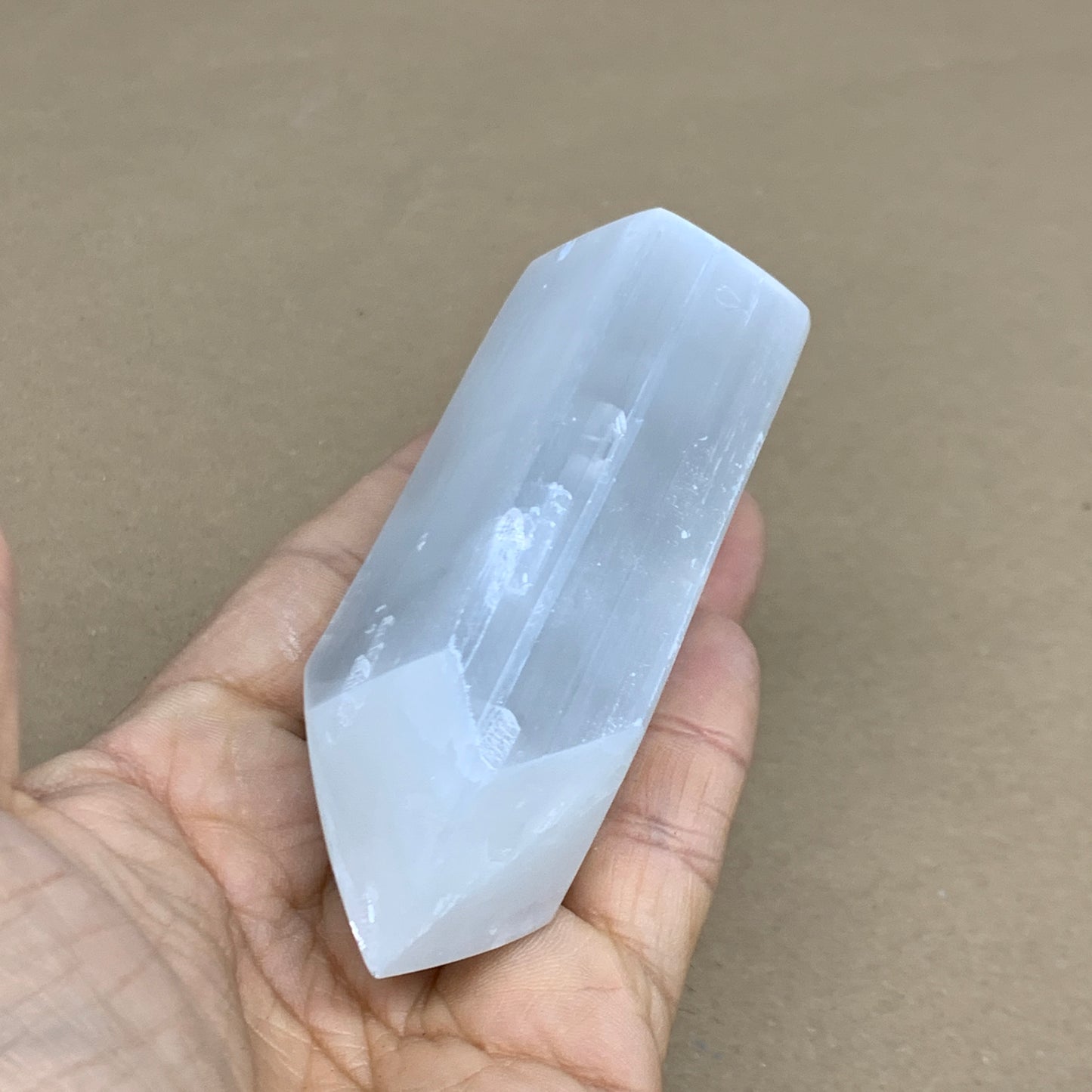 180g, 3.8"x1.5"x1.4", Selenite (Satin Spar) Crystal Tower Point, B35996