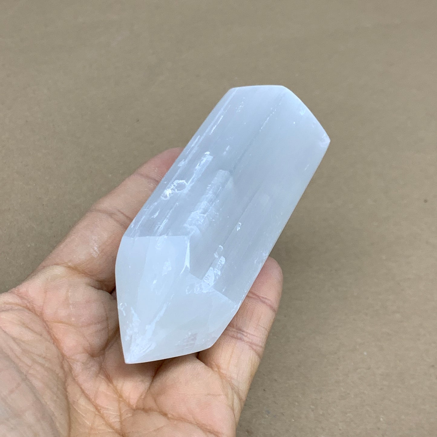 180g, 3.8"x1.5"x1.4", Selenite (Satin Spar) Crystal Tower Point, B35996