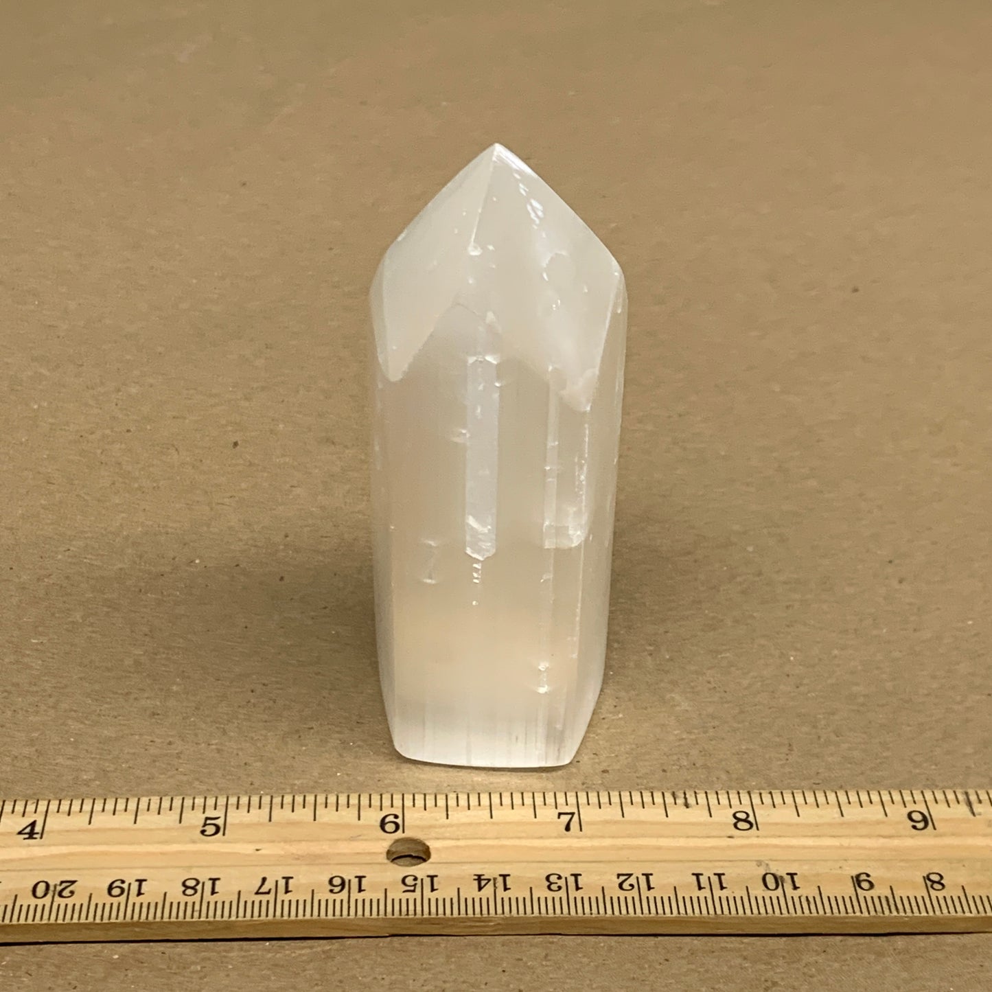 180g, 3.8"x1.5"x1.4", Selenite (Satin Spar) Crystal Tower Point, B35996