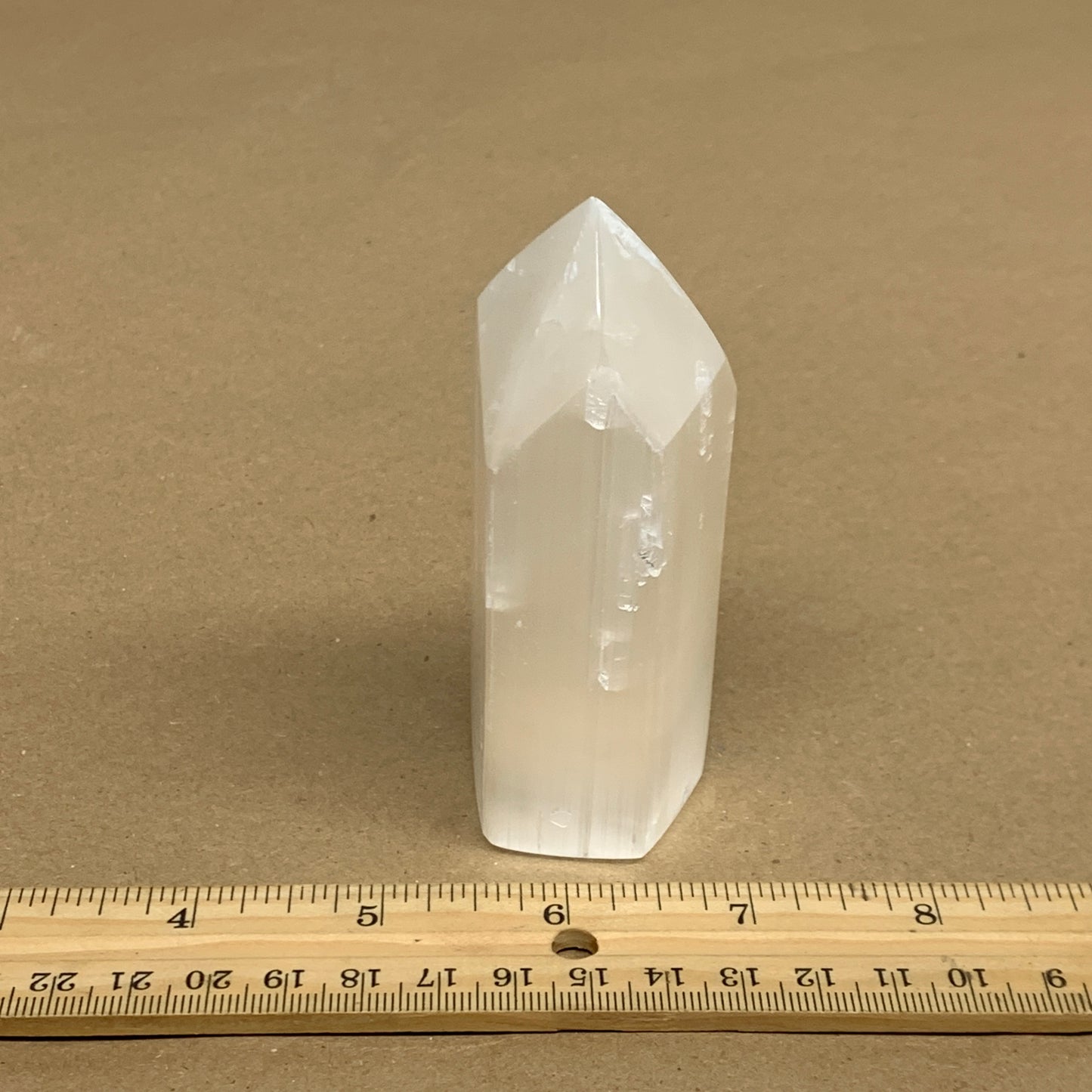 180g, 3.8"x1.5"x1.4", Selenite (Satin Spar) Crystal Tower Point, B35996