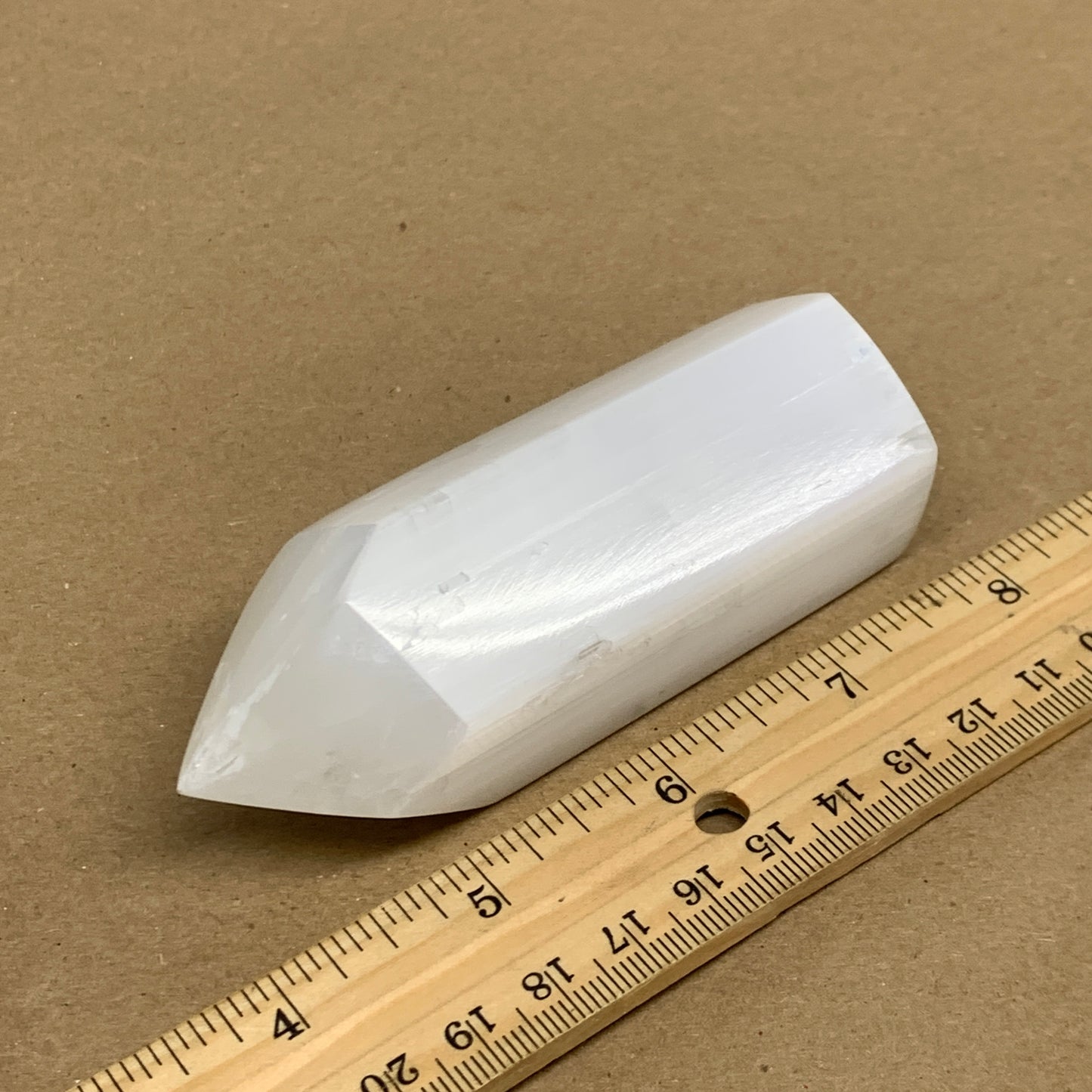 180g, 3.8"x1.5"x1.4", Selenite (Satin Spar) Crystal Tower Point, B35996