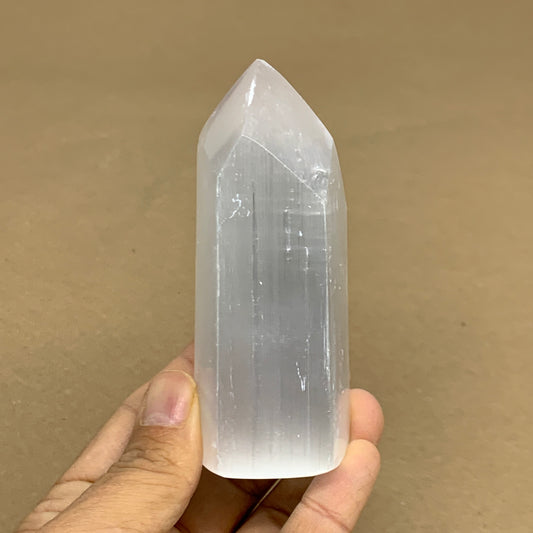 202g, 3.9"x1.5"x1.5", Selenite (Satin Spar) Crystal Tower Point, B35997