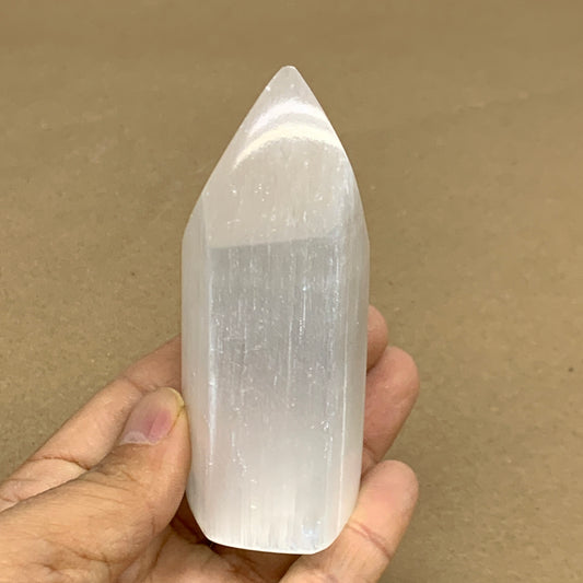 160g, 3.6"x1.4"x1.4", Selenite (Satin Spar) Crystal Tower Point, B35999