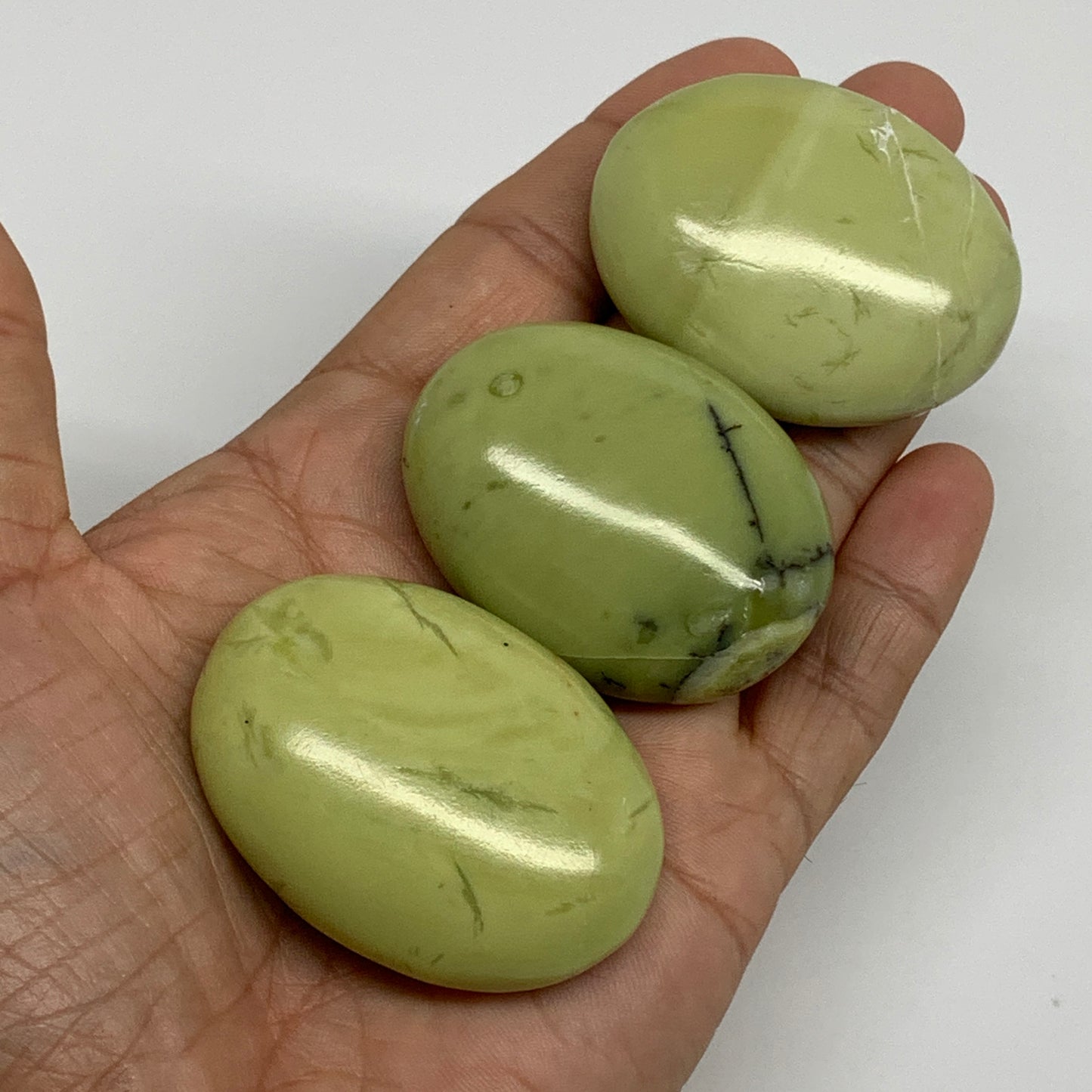 159.9g, 1.9"- 2", 3pcs, Natural Serpentine Palm-Stone Gemstone, B34612