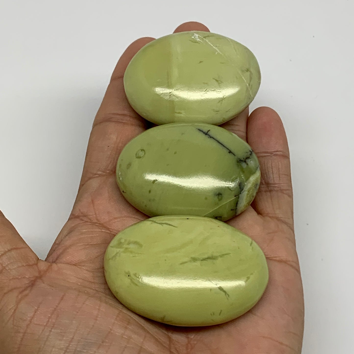 159.9g, 1.9"- 2", 3pcs, Natural Serpentine Palm-Stone Gemstone, B34612