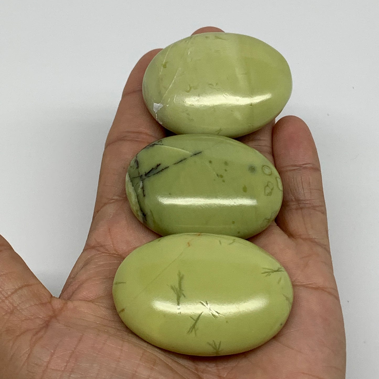 159.9g, 1.9"- 2", 3pcs, Natural Serpentine Palm-Stone Gemstone, B34612