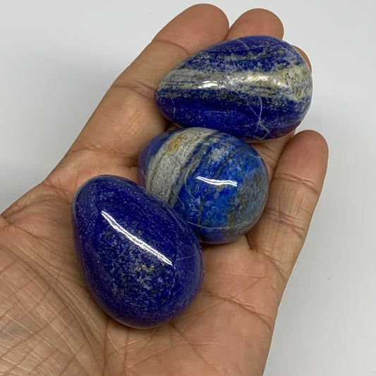 188.2g, 1.5"-1.8", 3pcs, Natural Lapis Lazuli Egg Polished @Afghanistan, B30433