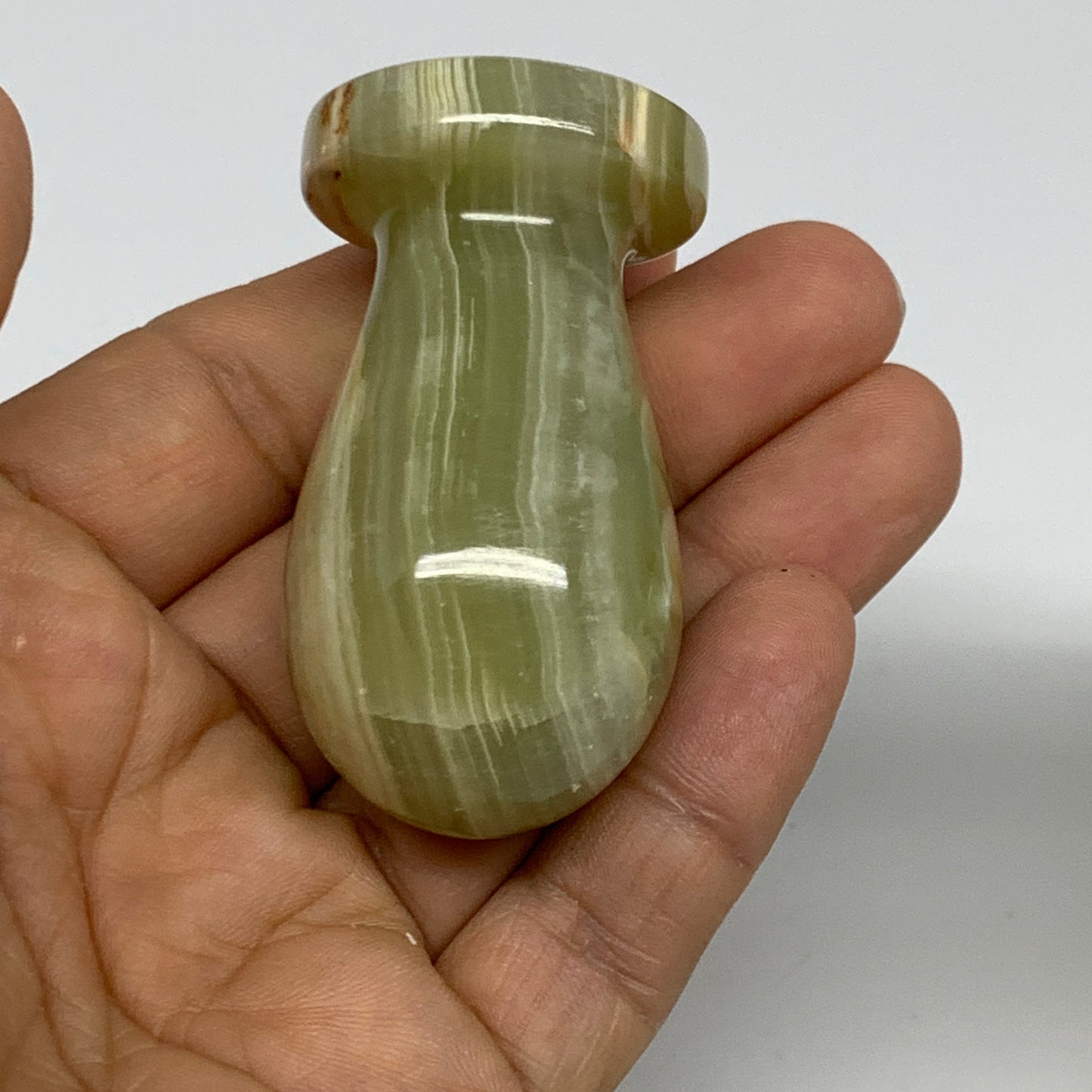 0.68 lbs,  2.2"x2.5", Natural Green Onyx Crystal Pestle and Mortar Handmade, B32