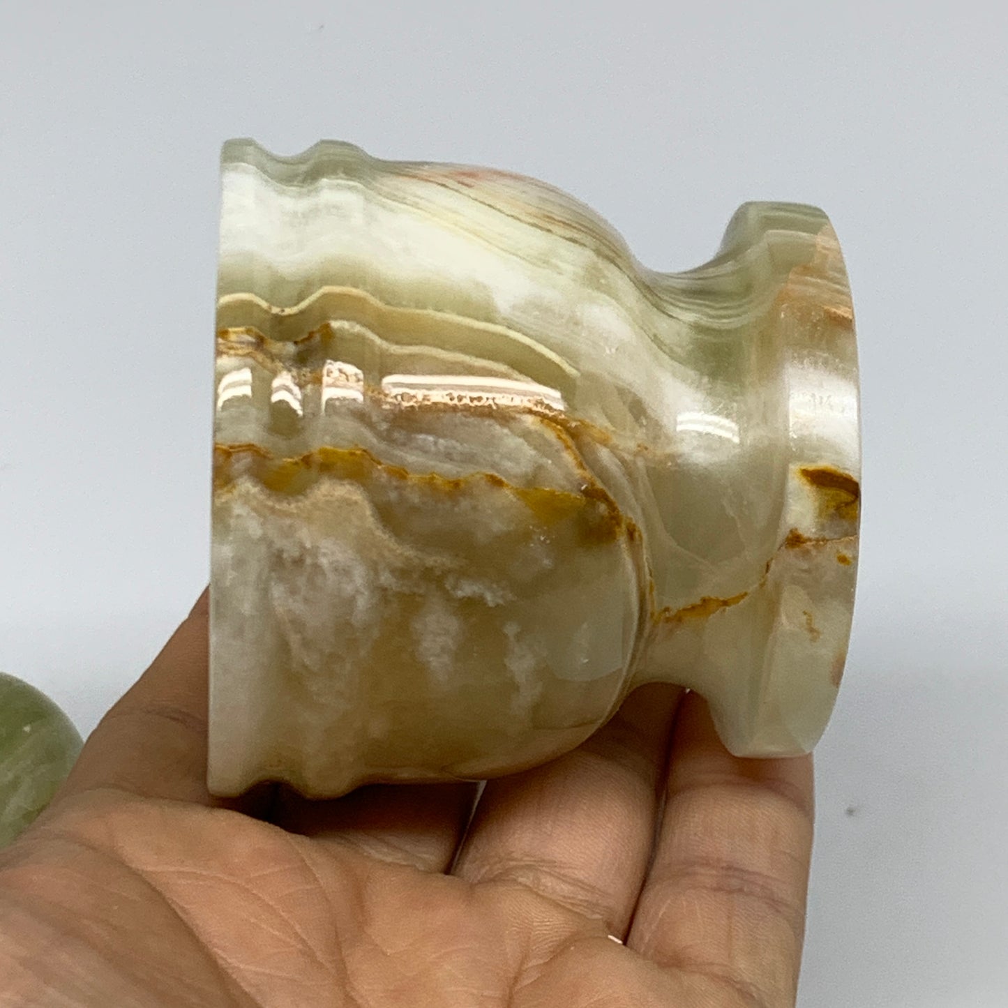 0.68 lbs,  2.2"x2.5", Natural Green Onyx Crystal Pestle and Mortar Handmade, B32