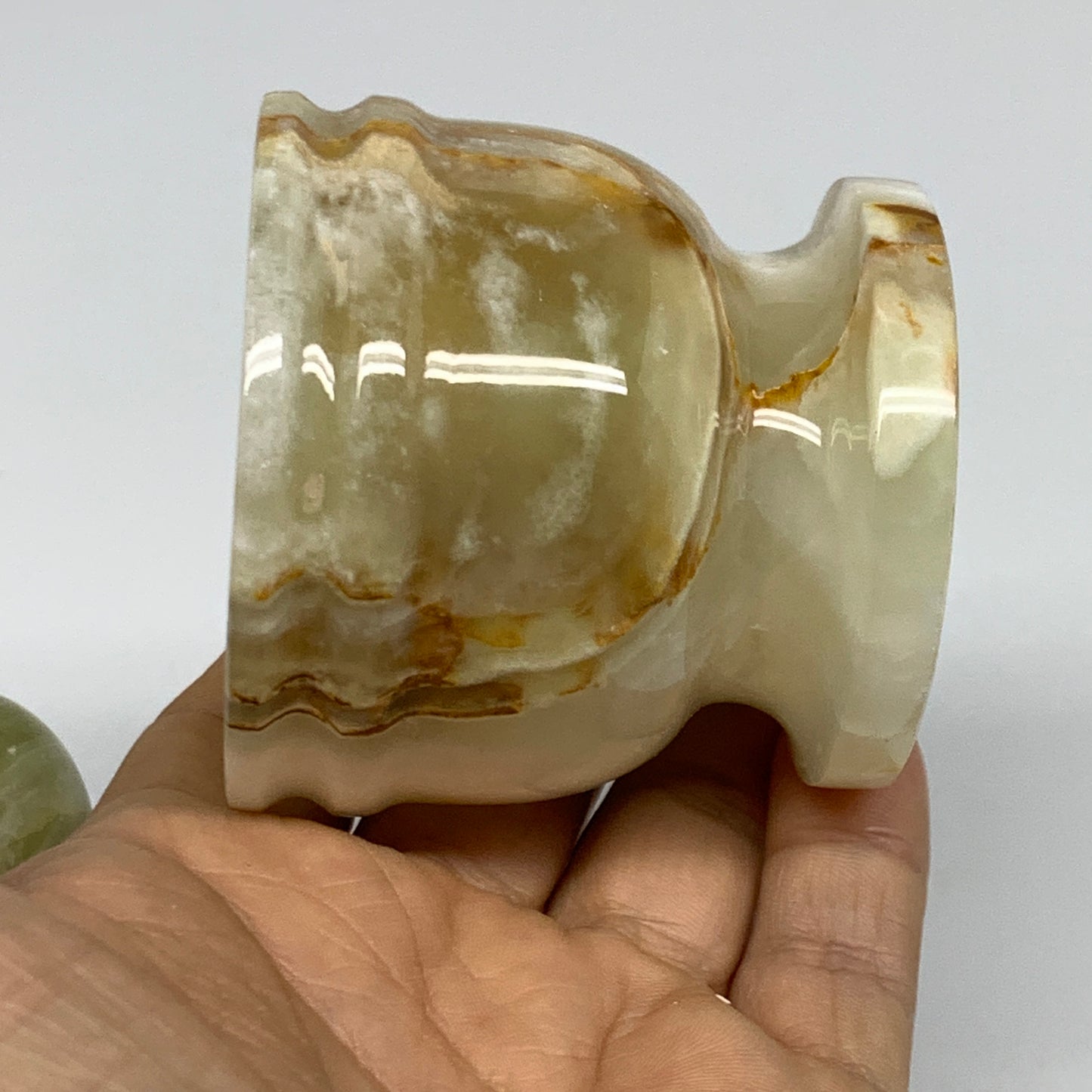 0.68 lbs,  2.2"x2.5", Natural Green Onyx Crystal Pestle and Mortar Handmade, B32