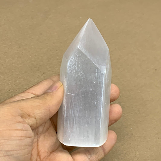 179.9g, 3.6"x1.6"x1.5", Selenite (Satin Spar) Crystal Tower Point, B36002