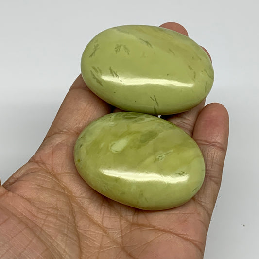 124.4g, 2"- 2.2", 2pcs, Natural Serpentine Palm-Stone Gemstone, B34617